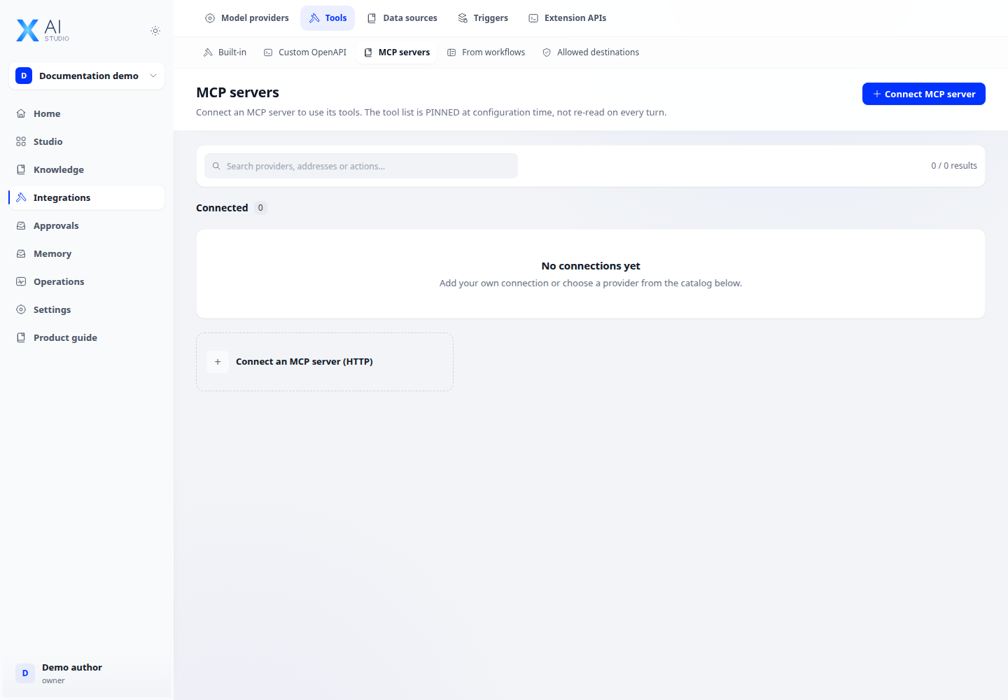 Tools — AI Studio interface with example data.