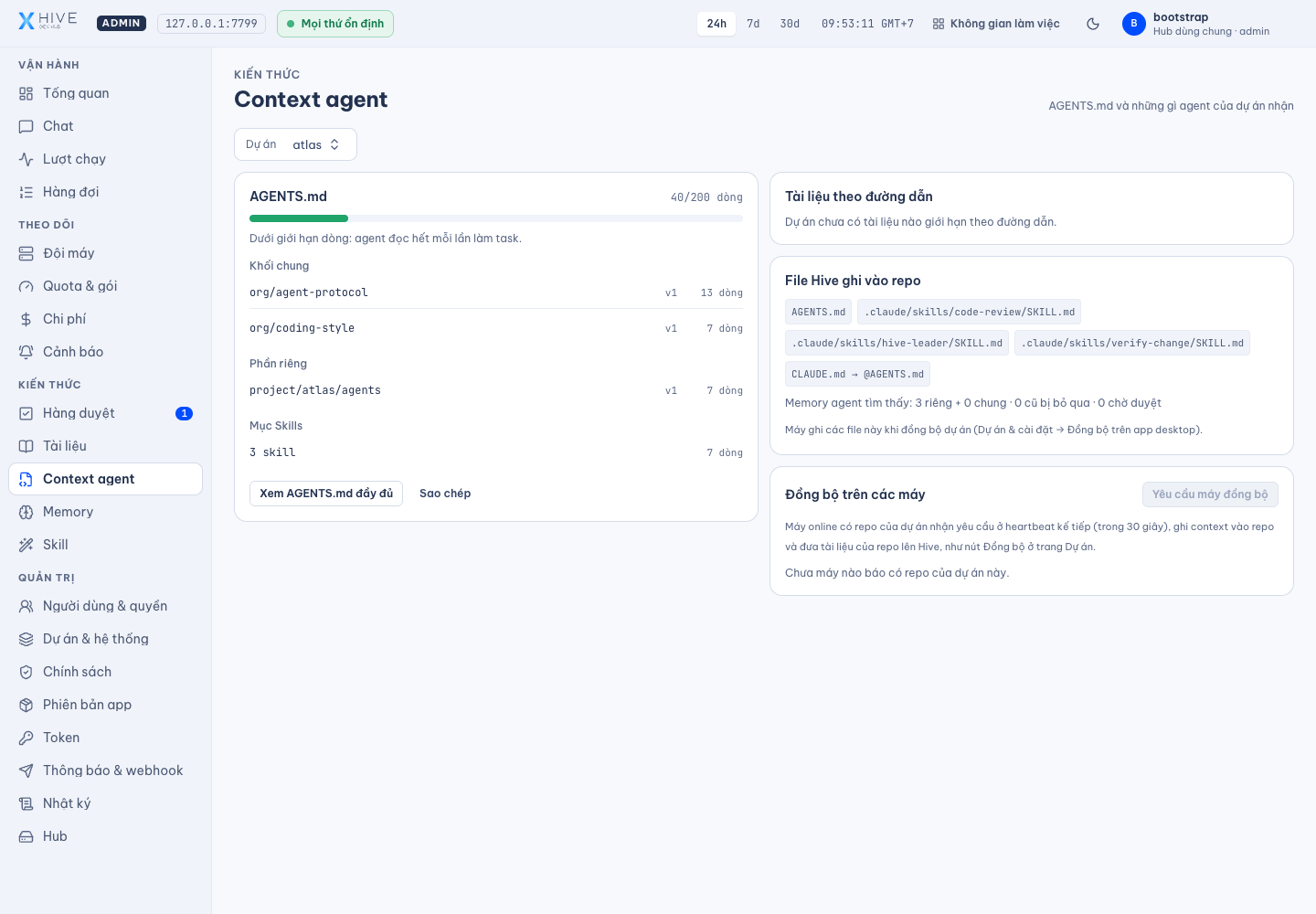 Ngữ cảnh — Giao diện thật · dữ liệu demo Atlas